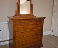 Solid Pine 6-Drawer Chest with Matching Mirror  Great Condition