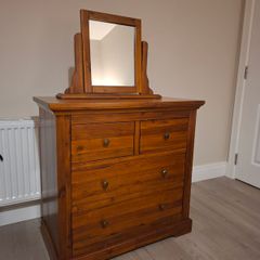 Solid Pine 6-Drawer Chest with Matching Mirror  Great Condition
