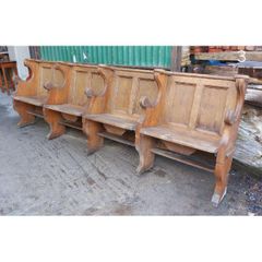 Four Seater Oak Pew  Folding Seats  3  KAS448