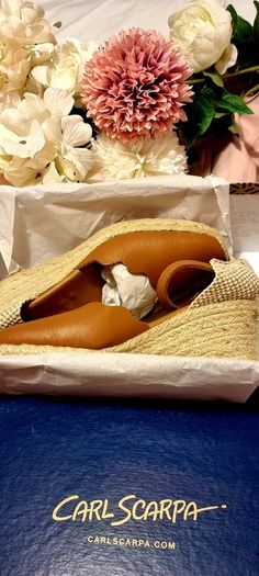 Carl Scarpa Brittany Leather Espadrille Wedge Shoes in Cognac