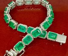 Silver Emeraldine Triplet Quartz Tennis Bracelet