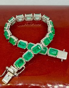 Silver Emeraldine Triplet Quartz Tennis Bracelet