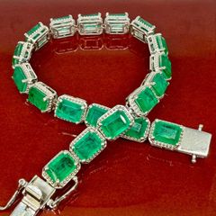 Silver Emeraldine Triplet Quartz Tennis Bracelet