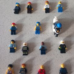 Collection of 14 Lego Minifigures with Police Motorcycle