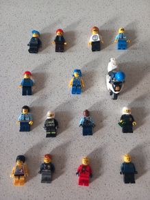 Collection of 14 Lego Minifigures with Police Motorcycle