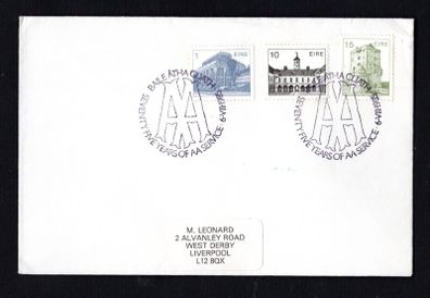 1985 Ireland Seventy Five Year of AA Service, Dublin 6th August 1985 postmark tying 1p, 10p  and 15p architecture definitive stamps on plain cover