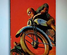 Vintage Style Motor Cyclists Canvas44 Inc W 88 H comes rolled huge original Art print  125 euro