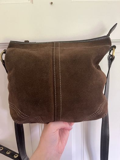 Coach Handbag Suede Brown Handbag