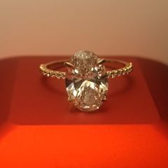14ct Yellow Gold 3.23 carat Oval Brilliant Lab Diamond Ring