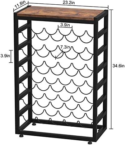 Dripex 30 Bottles Wine Rack Free Standing Floor, 6-Tier Display Wine Storage Shelves with Wooden Table Top, Sturdy Metal Bottle Holder for Kitchen Bar Pantry