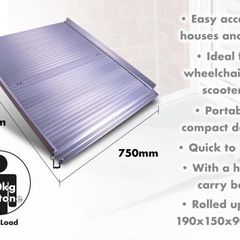 Folding portable aluminium ramp for wheelchairs, mobility scooters etc