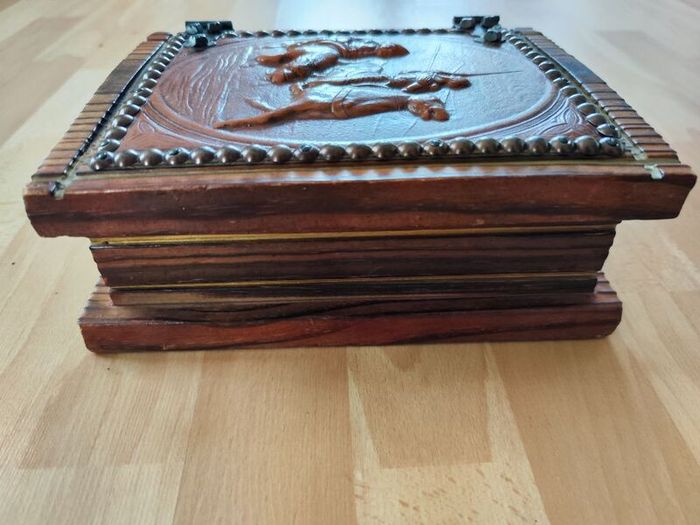wooden wood book case storage case gift present box embossed Don Quixote