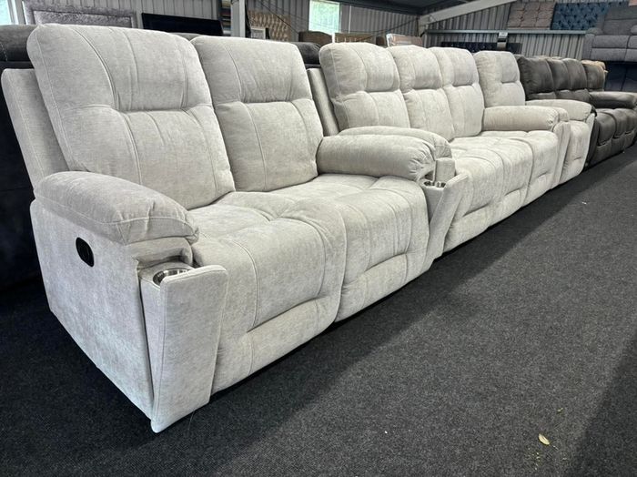 New Hudson Fabric Recliner Sofas with Hidden Cupholders