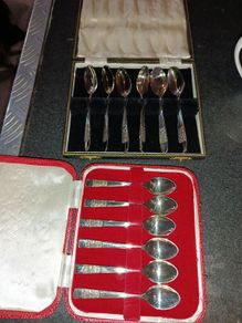 Silver plated spoon sets in original box