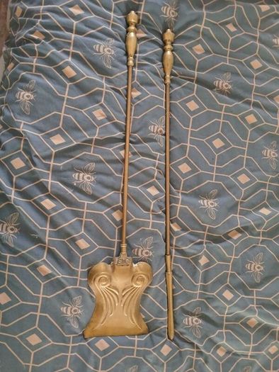 Brass Fireplace Set Art Nouveau Style