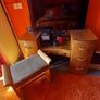 Antique Walnut Art Deco Style Mirror Dressing Table and Stool. Image 3