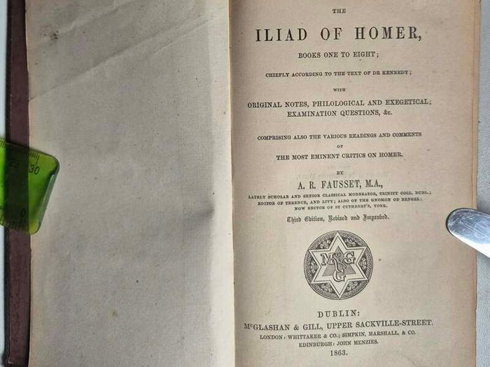The Iliad of Homer, Books One to Eight.1863. McGlashan & Gill Dublin.