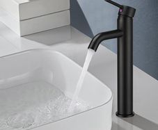Black Bathroom Taps Tall Basin Taps Mono Countertop Sink Tap, Single Lever High Rise Bathroom Sink Tap Mixers, Modern Stainless Steel Monobloc High Basin Mixer Faucet