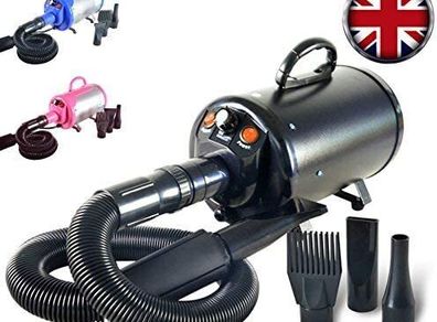 2800W Stepless Speed Dog Cat Pet Grooming Hair Dryer Hairdryer Blaster Blower (Black)