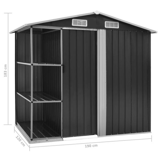 Garden Shed with Rack Anthracite 205x130x183 cm Iron