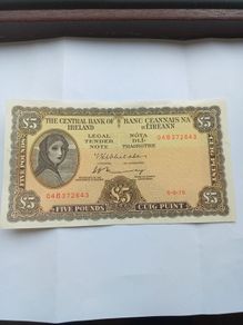 Irish five lady lavery five pound Note