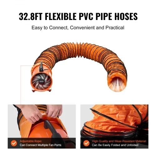 300mm Portable Ventilator, 2 Speed 2894CFM High-Velocity Industrial Utility Blower Fan with 10m Flexible Duct Hose, Exhaust Axial Fan for Basements, Workshops, Warehouses, Orange