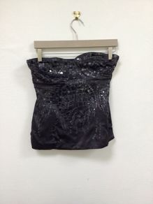 Coast silk tube bodice top black sequins