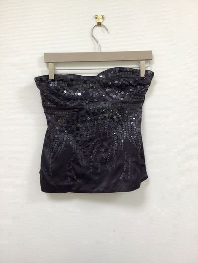 Coast silk tube bodice top black sequins