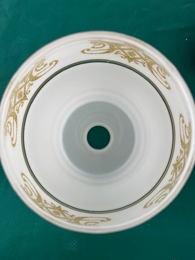 Glass Ceiling light Shade Vintage. Milky Finish With Gold Tones And Gold Frost Detail & Gold  Trim. Is really Beautiful Hung