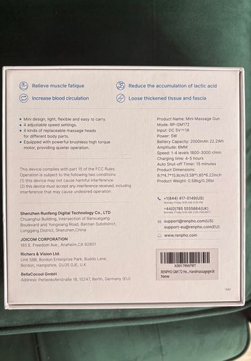 Renpho Mini Massage Gun RP-GM172, Not Working, Free