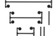 Industrial Pipe Clothes Rack Wall Mounted Hanging Bar Garment Rack Rail Detachable Bedroom Space-Saver for Home