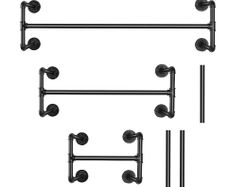 Industrial Pipe Clothes Rack Wall Mounted Hanging Bar Garment Rack Rail Detachable Bedroom Space-Saver for Home