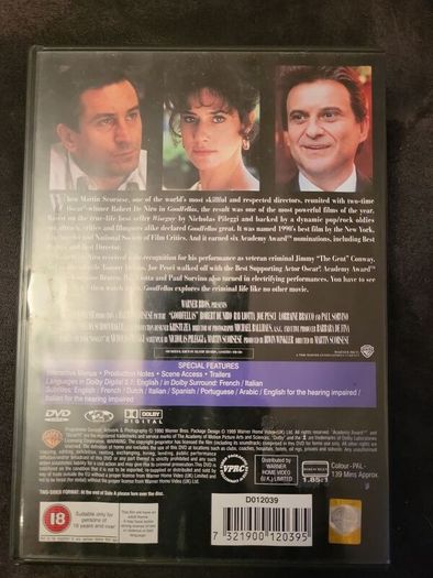 Goodfellas DVD Robert De Niro Ray Liotta Joe Pesci