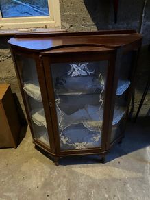 Vintage Curved Glass Display Cabinet