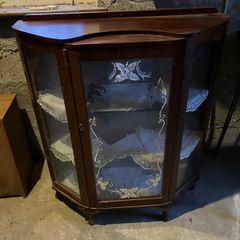 Vintage Curved Glass Display Cabinet