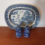 Fabulous Pair of Salt and Pepper Shakers in the Style of Burleighware "Blue Calico Pattern", but no Backstamps, Missing Stoppers Image 4