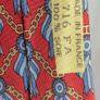 Vintage Hermes Paris Silk Tie 716 FA Red Blue Geometric Medal Motif 9cm Image 6