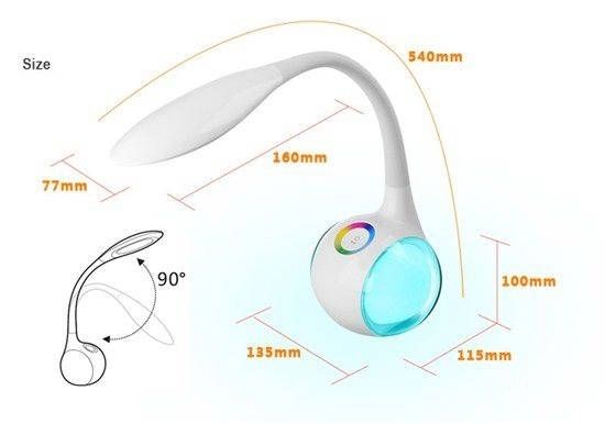 Dimmable LED Desk Lamp With rgb Colour Changing Base USB POWERED