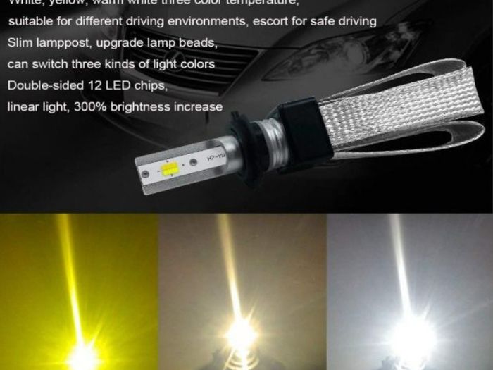 2pcs H4 3 Color 60W 9600Lm Headlight 6000K/4300K/3000K 12V Yellow Fog Lights for car Brightest Led Lamp Copper Cooling Led lights