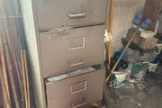 Grey 4 drawer metal filing cabinet, garage or workshop storage