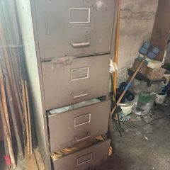 Grey 4 drawer metal filing cabinet, garage or workshop storage