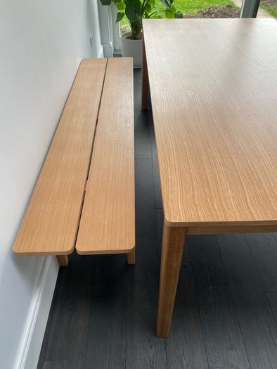 Oak dining table & bench - 8 seater