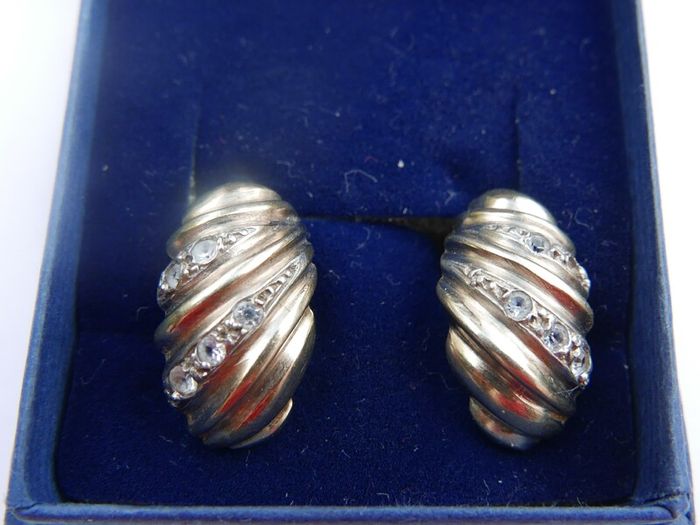 Vintage Sterling Silver  Earrings 1980s Gold Plated Shell Design 4,70g
