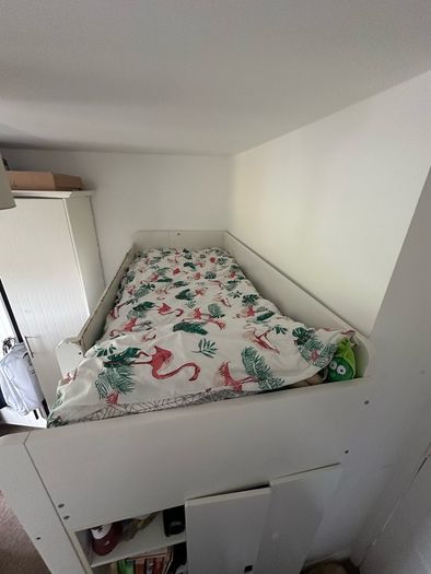 Bunk single bed with desk