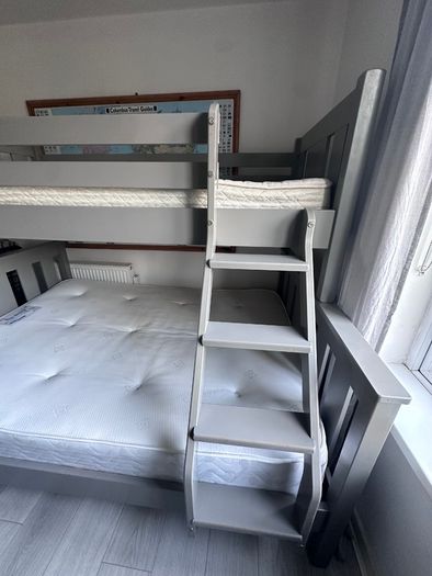 Grey Triple bunk bed double spring mattress included