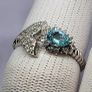 Sterling silver (Sz: T or P) Lagoon Apatite & White Zircon Fancy Ring in Rhodium Overlay Sterling Silver 1.25 Ct. Image 6
