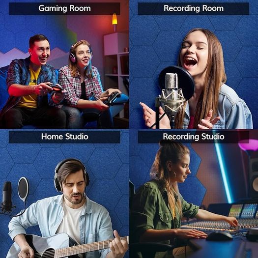 NEW SALE | 12 Pack Hexagon Acoustic Panels Self-adhesive, 30x26x0,9cm High Density Sound Proof Panels