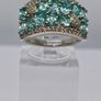 Beautiful Blue Apatite , White Zircon Cluster Ring in rhodium Sterling Silver Image 6