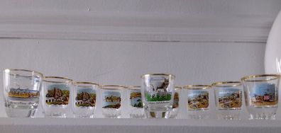 Vintage Souvenir Shot Glasses - Isle of Man Scenes - 1960s
