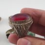 Antique Ring Collection Lot of 15 Mixed Brass & Stone,Glass Antique Style Rings Image 2